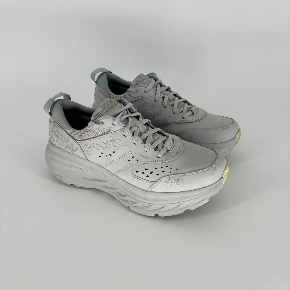 Hoka Vibrant Bloom Bondi L Sneakers Stardust/Sunlight Gray Women Size 10 Comfort